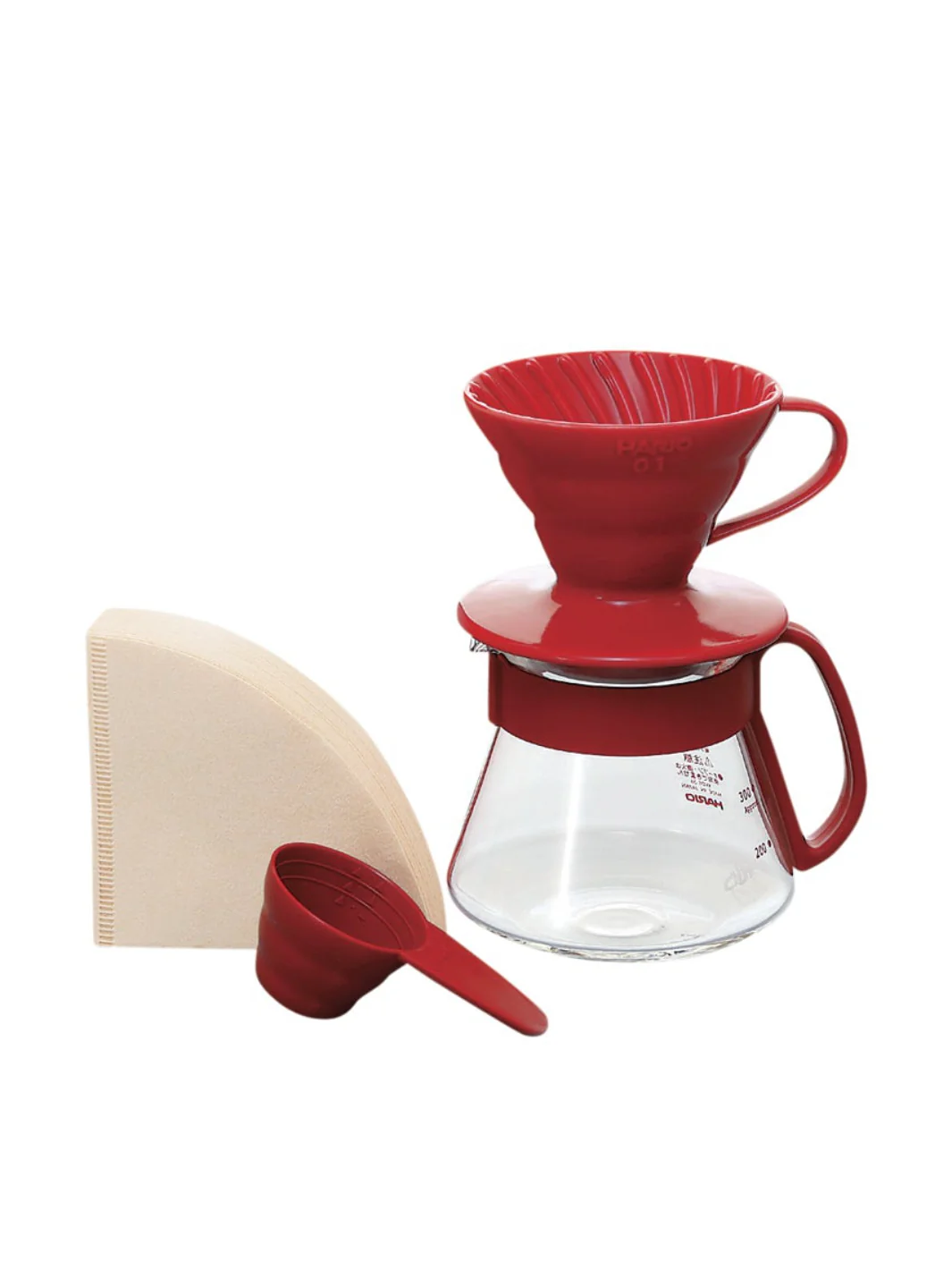 HARIO V60-01 Ceramic Dripper Set (Red) - Image 2