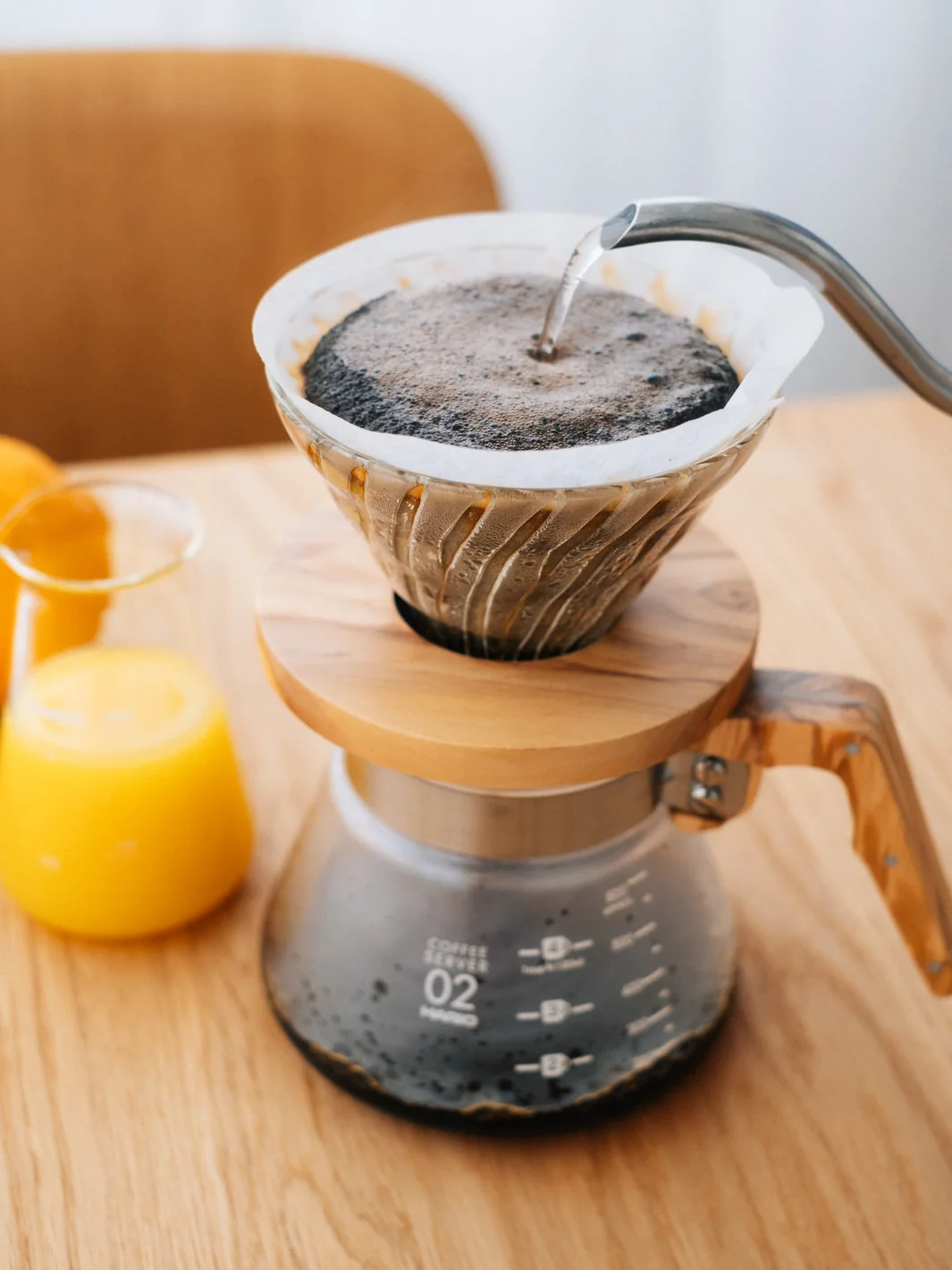 HARIO V60-02 Glass Dripper (Olive Wood) - Image 3